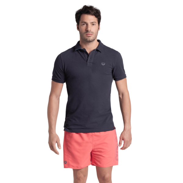 Arena M Poloshirt Solid Cotton Piquet M navy/turquoise Herren