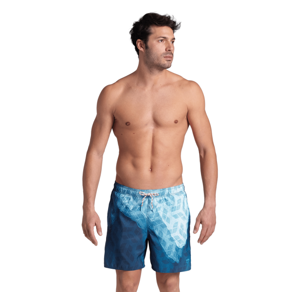 Arena M Beach Boxer Placed XXL white/water/monogram Herren