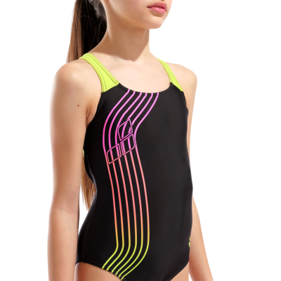 Arena G Arena Sound Track Swimsuit Swim Pro Back 116 black/artic lime M&auml;dchen Produktbild 1