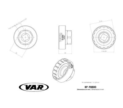 VAR Innenlagerwerkzeug BP-98800 FSA Mega Evo, Wheels Manufacturing 48,5 mm Produktbild 1