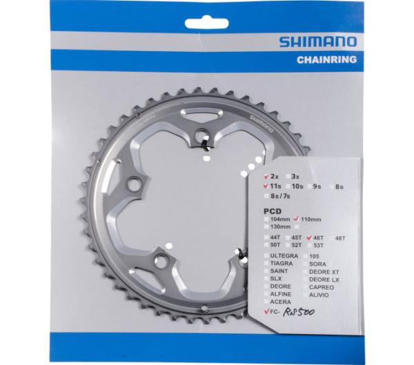SHIMANO Kettenblatt FC-RS500 46 Z&auml;hne Silber