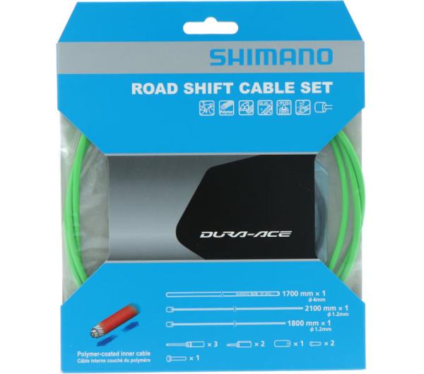 SHIMANO Schaltzug-Set Road polymerbeschichtet Gr&uuml;n